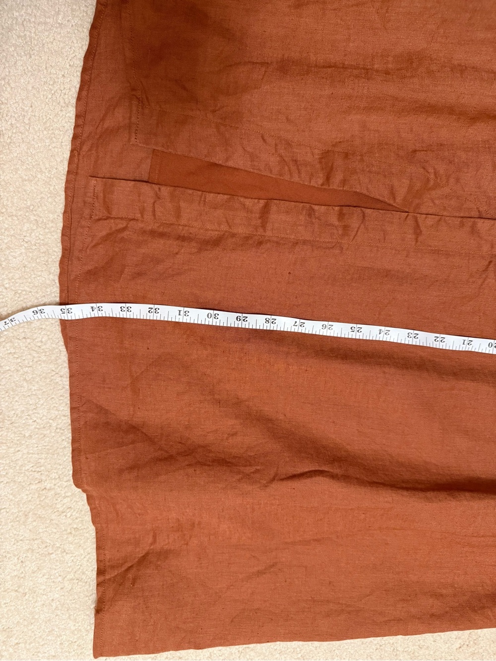 Anthro Rust Midi Wrap Linen Skirt with Button Waist - Picture 5 of 6